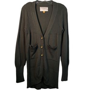 Anthropologie Leifsdottir Cashmere Blend Olive Green Long Cardigan Sweater Sz S